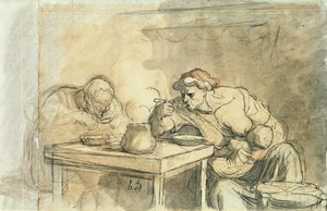 The Soup, 1862-65 körül (toll és tinta, wc és ceruza papíron) alkotó: Honoré Daumier